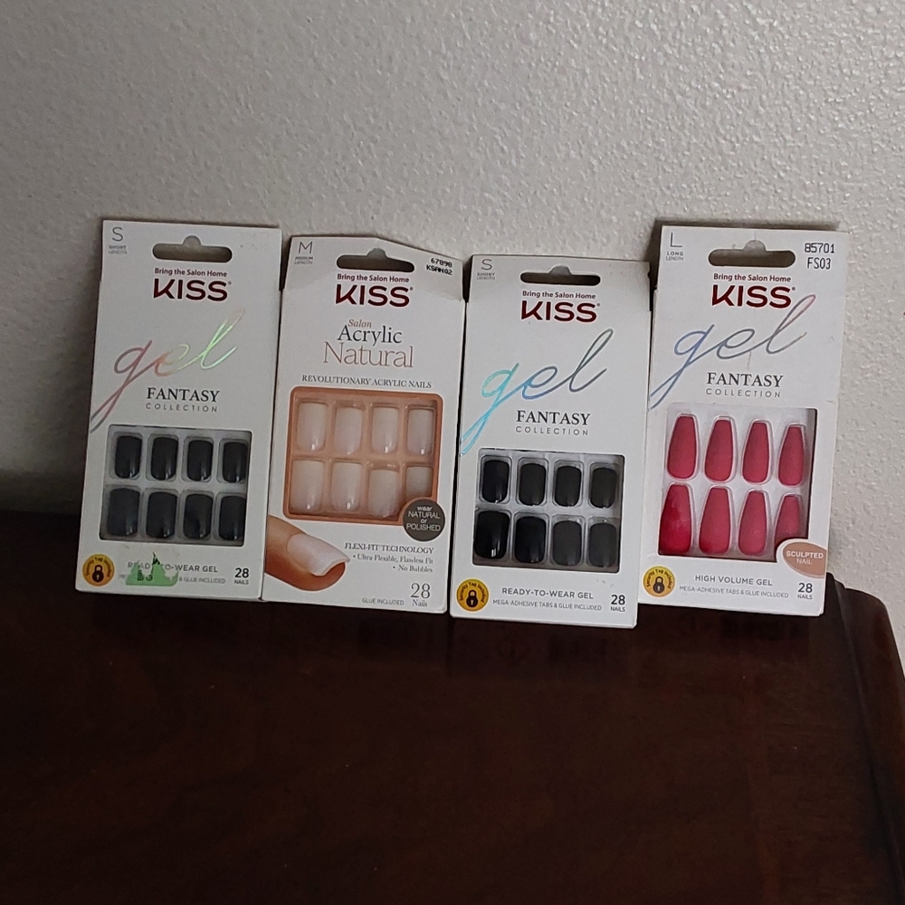 Kiss Gel &‎ Acrylic Press-On Nails in Black, Nude, and Pink